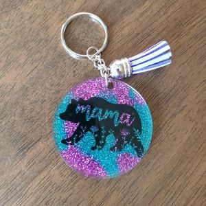 Mama bear keychain with tassel